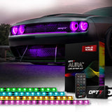 AURA Remote Control Day Time Running Light DRL Halo RGB for Dodge Challenger 08-23 - Install Friendly