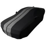 2008-2023 Dodge Challenger Ultraguard Stretch Satin Indoor Car Cover : Sport Series - Black with Gray Stripes