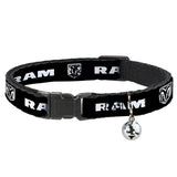 Breakaway Cat Collar with Bell - RAM Shield Logo/Bold Text Black/White