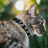 Cat Collar Breakaway with Bell - MOPAR Logo Repeat Black White - NARROW Fits 8.5-12"