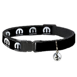 Cat Collar Breakaway with Bell - MOPAR Logo Repeat Black White - NARROW Fits 8.5-12"