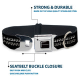 CHARGER Text Black Silver Seatbelt Buckle Collar - CHARGER Double Repeat Black/Gray