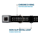 CHARGER Text Black Silver Seatbelt Buckle Collar - CHARGER Double Repeat Black/Gray