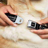 CHARGER Text Black Silver Seatbelt Buckle Collar - CHARGER Double Repeat Black/Gray