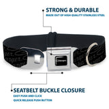 CHARGER Script Emblem Corner Full Color Black/Silver Fade/White Seatbelt Buckle Collar - CHARGER Script Emblem Repeat Black/Grays