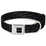 CHARGER Script Emblem Corner Full Color Black/Silver Fade/White Seatbelt Buckle Collar - CHARGER Script Emblem Repeat Black/Grays