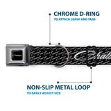 CHALLENGER Script Black Silver Seatbelt Buckle Collar - CHALLENGER Repeat w/Text Black/White