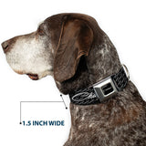 CHALLENGER Script Black Silver Seatbelt Buckle Collar - CHALLENGER Repeat w/Text Black/White