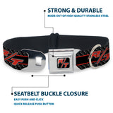 Dodge Challenger R/T Emblem Full Color Black/White/Red Seatbelt Buckle Collar - Dodge Challenger R/T Emblem/Carbon Fiber Stripe Grays/Black/Red