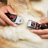 Dodge Challenger R/T Emblem Full Color Black/White/Red Seatbelt Buckle Collar - Dodge Challenger R/T Emblem/Carbon Fiber Stripe Grays/Black/Red