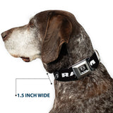 Ram Shield Logo Full Color Black/White Seatbelt Buckle Collar - RAM Shield Logo/Bold Text Black/White