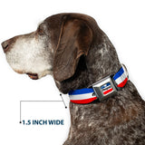 MOPAR Chrysler Logo Full Color White/Blue/Red/Black Seatbelt Buckle Collar - MOPAR Logo/Stripe Blue/White/Red