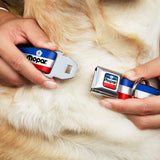MOPAR Chrysler Logo Full Color White/Blue/Red/Black Seatbelt Buckle Collar - MOPAR Logo/Stripe Blue/White/Red