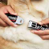 PLYMOUTH Text Logo Full Color Black/White Seatbelt Buckle Collar - PLYMOUTH Text/Stripe Black/White/Gray/Red
