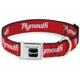 PLYMOUTH Text Logo Full Color Black/White Seatbelt Buckle Collar - PLYMOUTH Text Logo Red/White