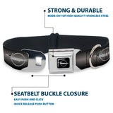 Barracuda Emblem Full Color Black/Silver Seatbelt Buckle Collar - Barracuda Emblem Repeat Gray Fade/Silver