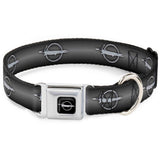 Barracuda Emblem Full Color Black/Silver Seatbelt Buckle Collar - Barracuda Emblem Repeat Gray Fade/Silver