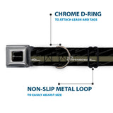 BARRACUDA Script Logo Full Color Black/White Seatbelt Buckle Collar - BARRACUDA Script Stripe/Monogram Black/Gray/Olive/Silver