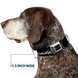 BARRACUDA Script Logo Full Color Black/White Seatbelt Buckle Collar - BARRACUDA Script Logo Black/Silver