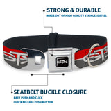 Plymouth GTX Emblem Full Color Black/Silver Fade/White Seatbelt Buckle Collar - Plymouth GTX Emblem/Stripe Red/White/Grays