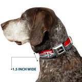 Plymouth GTX Emblem Full Color Black/Silver Fade/White Seatbelt Buckle Collar - Plymouth GTX Emblem/Stripe Red/White/Grays