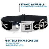 Plymouth GTX Emblem Full Color Black/Silver Fade/White Seatbelt Buckle Collar - Plymouth GTX Emblem Black/Silver Fade/White