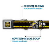 SUPER BEE Logo Full Color Black/Yellow/White Seatbelt Buckle Collar - SUPER BEE Logo/Stripes Black/Yellow/White