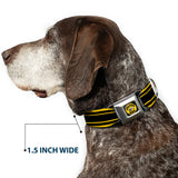 SUPER BEE Logo Full Color Black/Yellow/White Seatbelt Buckle Collar - SUPER BEE Logo/Stripes Black/Yellow/White