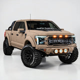 FORD F-150 LARIAT AND XLT 2021-2026 BAJA STEEL BUMPER WITH 3 CENTER LED LIGHTS and Skid Plate