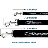 Dog Leash - CHARGER Script Emblem Corner Black/Silver Fade/White