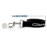 Dog Leash - CHARGER Script Emblem Corner Black/Silver Fade/White