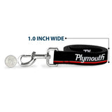 Dog Leash - PLYMOUTH Text/Stripe Black/White/Gray/Red