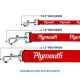 Dog Leash - PLYMOUTH Text Logo Red/White