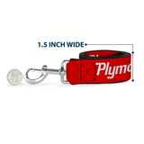 Dog Leash - PLYMOUTH Text Logo Red/White