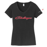 Ladies V-Neck - Dodge Challenger 2 Color Script