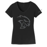 Ladies V-Neck - Dodge SRT Hellcat Blackout