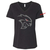 Ladies V-Neck Dodge SRT Hellcat REDEYE - Heather Black