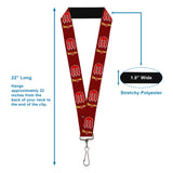 Lanyard - 1.0" - Vintage Dodge DEMON Logo Icon Burgundy Yellow Red