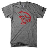 Mens T-Shirt Dodge SRT Hellcat Red Logo (Grey)