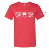 Mens T-Shirt Dodge Viper Tri-Logo (Heather Red) - FINAL SALE