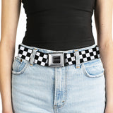 CHARGER Text Seatbelt Belt - Checker Black/White Webbing
