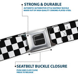 CHARGER Text Seatbelt Belt - Checker Black/White Webbing
