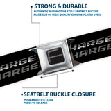 CHARGER Text Seatbelt Belt - CHARGER Double Repeat Black/Gray Webbing