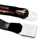 DODGE Text Full Color Black/Tan Seatbelt Belt - DODGE CHARGER R/T Profile Black/Beige/Red Webbing