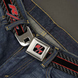 Dodge Challenger R T Emblem Full Color Black White Red Seatbelt Belt - Dodge Challenger R/T Emblem/Carbon Fiber Stripe Grays/Black/Red Webbing