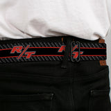 Dodge Challenger R T Emblem Full Color Black White Red Seatbelt Belt - Dodge Challenger R/T Emblem/Carbon Fiber Stripe Grays/Black/Red Webbing