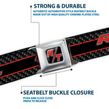 Dodge Challenger R T Emblem Full Color Black White Red Seatbelt Belt - Dodge Challenger R/T Emblem/Carbon Fiber Stripe Grays/Black/Red Webbing