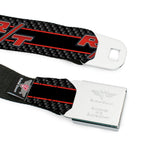 Dodge Challenger R T Emblem Full Color Black White Red Seatbelt Belt - Dodge Challenger R/T Emblem/Carbon Fiber Stripe Grays/Black/Red Webbing
