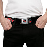 Dodge Challenger R T Emblem Full Color Black White Red Seatbelt Belt - Dodge Challenger R/T Emblem Repeat Black/Blue/White/Red Webbing