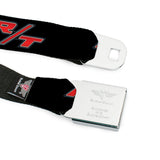 Dodge Challenger R T Emblem Full Color Black White Red Seatbelt Belt - Dodge Challenger R/T Emblem Repeat Black/Blue/White/Red Webbing